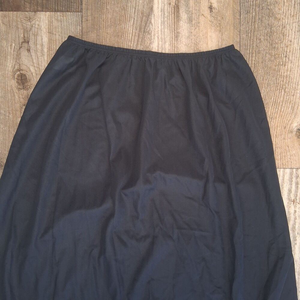 VNTG Deena USA Made Black Satin Lace Trim Half Slip Skirt L Fairy Grunge Boudoir - Picture 8 of 12
